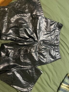 Free People Leather wide leg trousers
